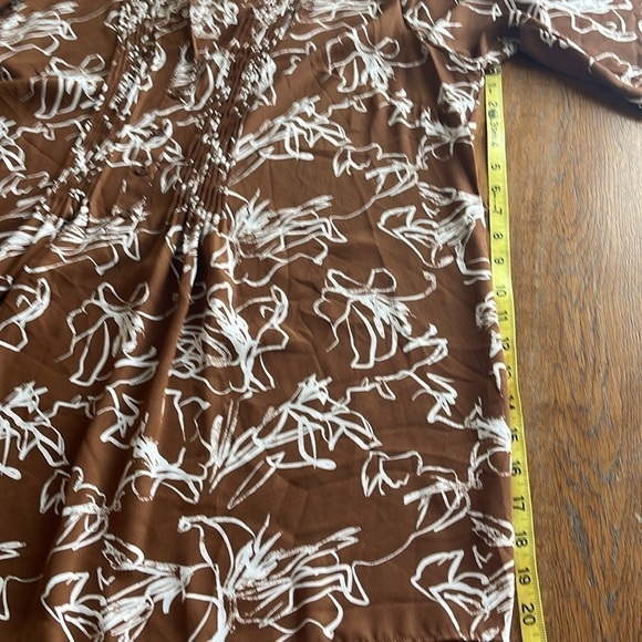 Prescott New York Pleaded V-neck Dress Flowing Fabric Wide 3/4 Sleeves Size 1X - Picture 10 of 16